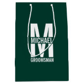 Moderne Persoonlijke Bruidsjonkers Monogram en Naa Medium Cadeauzakje (Voorkant)