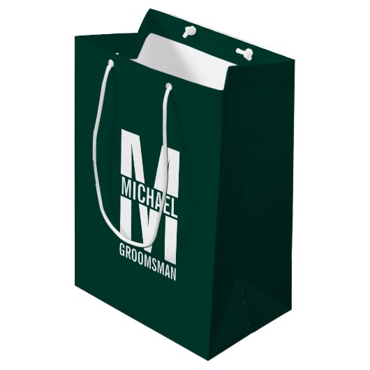 Moderne Persoonlijke Bruidsjonkers Monogram en Naa Medium Cadeauzakje (Voorkant Gekanteld)