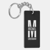 Moderne Persoonlijke Bruidsjonkers Monogram en Naa Sleutelhanger (Voorkant Links)