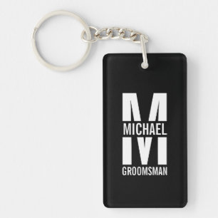 Moderne Persoonlijke Bruidsjonkers Monogram en Naa Sleutelhanger