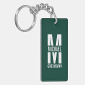 Moderne Persoonlijke Bruidsjonkers Monogram en Naa Sleutelhanger (Voorkant Links)