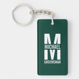 Moderne Persoonlijke Bruidsjonkers Monogram en Naa Sleutelhanger