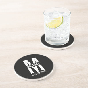 Moderne Persoonlijke Bruidsjonkers Monogram en Naa Zandsteen Onderzetter
