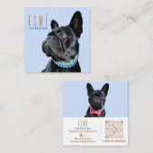 Moderne persoonlijke dubbelfoto QR Esmé Vierkante Visitekaartje (Voorkant / Achterkant)