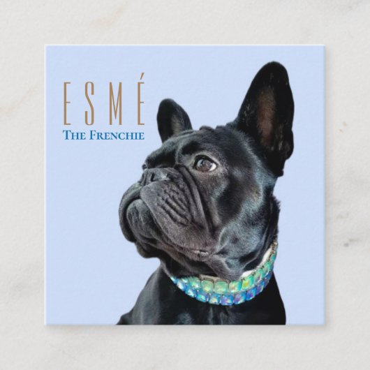 Moderne persoonlijke dubbelfoto QR Esmé Vierkante Visitekaartje (Voorkant)