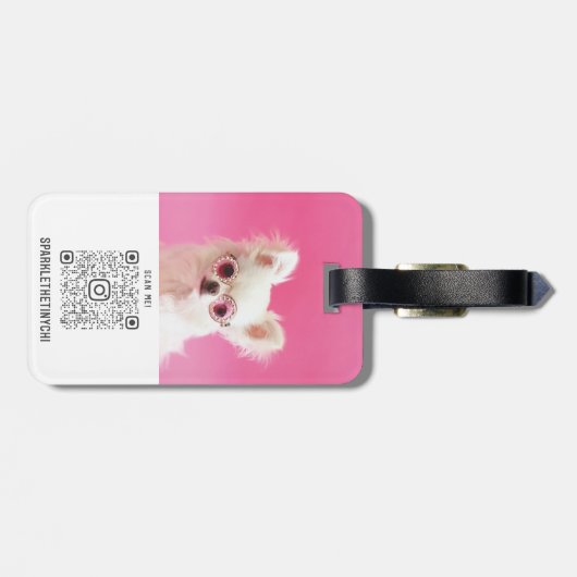 Moderne persoonlijke dubbelfoto-schaalbare QR-code Bagagelabel (Achterkant horizontaal)