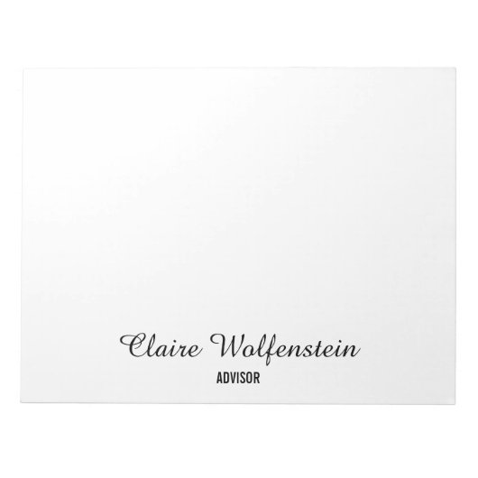Moderne Persoonlijke Elegante Script Professionele Notitieblok (Voorkant)