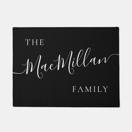 Moderne persoonlijke familienaam Elegant Monogram Deurmat (Voorkant)