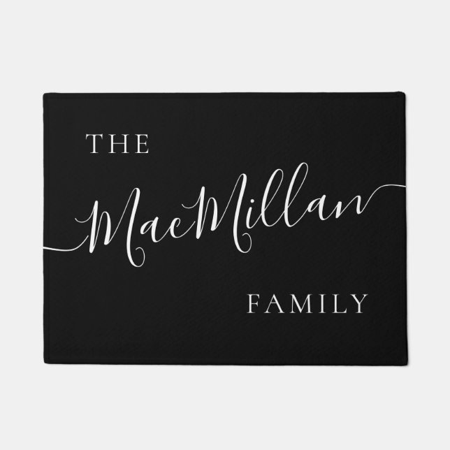Moderne persoonlijke familienaam Elegant Monogram Deurmat (Voorkant)