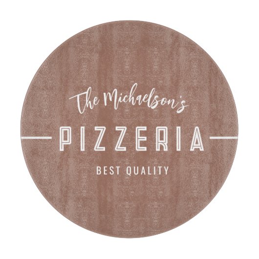 Moderne persoonlijke familienaam Typografie Pizza Snijplank (Voorkant)