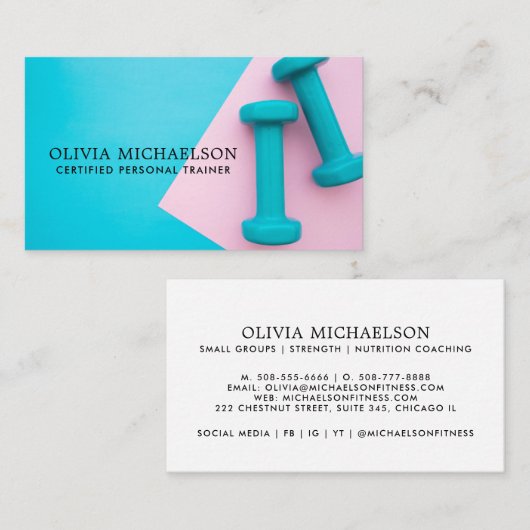 Moderne persoonlijke fitness Trainer Dumbbell Gewi Visitekaartje (Voorkant / Achterkant)