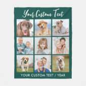 Moderne persoonlijke foto 9 Collage Emerald Green Fleece Deken (Voorkant)