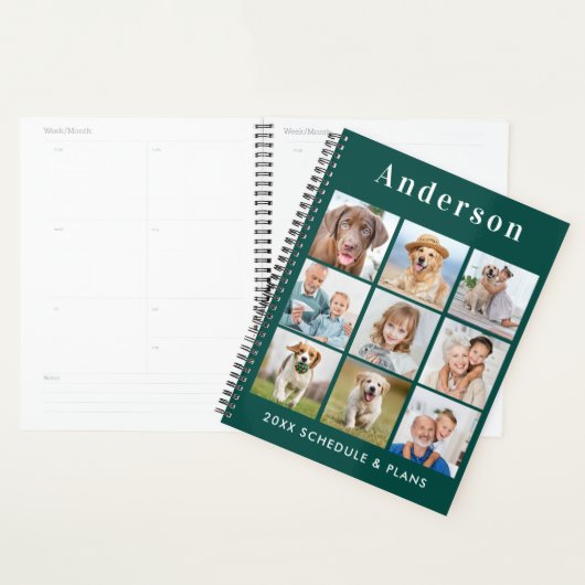 Moderne persoonlijke foto 9 Collage Emerald Green Planner (Display)
