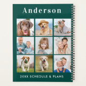 Moderne persoonlijke foto 9 Collage Emerald Green Planner (Achterkant)