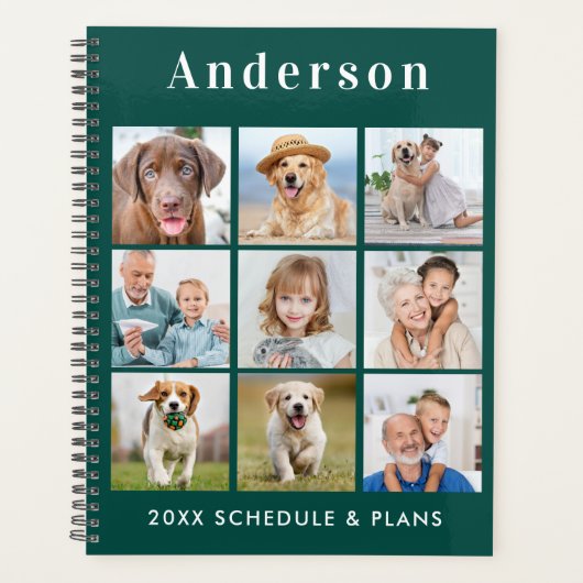 Moderne persoonlijke foto 9 Collage Emerald Green Planner (Voorkant)