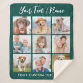 Moderne persoonlijke foto 9 Collage Emerald Green Sherpa Deken (Voorkant)