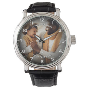 Moderne Persoonlijke Foto & Aangepaste Tekst Heren Horloge