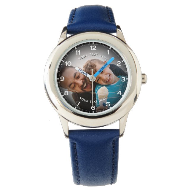 Moderne Persoonlijke Foto & Aangepaste Tekst Jonge Horloge (Voorkant)