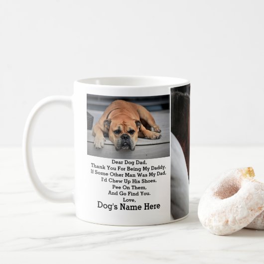 Moderne persoonlijke foto-cadeau voor Dog dad Fath Koffiemok (Met donut)