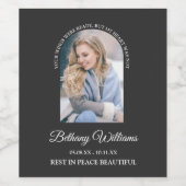 Moderne persoonlijke foto foto Memorial Wijn Etiket (Enkel label)