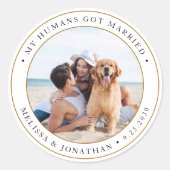 Moderne persoonlijke foto gewoon huwelijk ronde sticker (Voorkant)