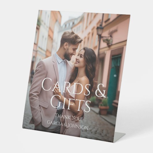 Moderne persoonlijke foto reclamebord met voetstuk (Voorkant)