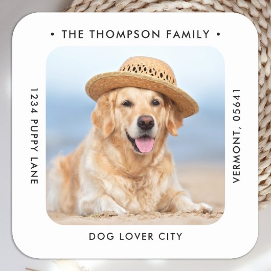 Moderne persoonlijke foto-retour-adres vierkante sticker