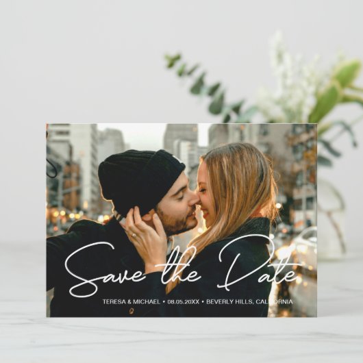 Moderne persoonlijke foto Sla de datum van het huw (Staand voorkant)