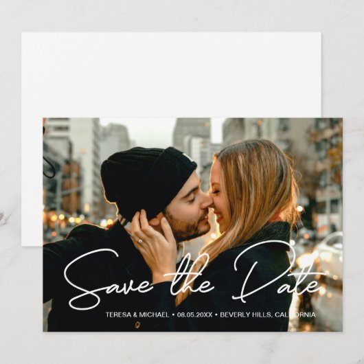 Moderne persoonlijke foto Sla de datum van het huw (Voorkant / Achterkant)