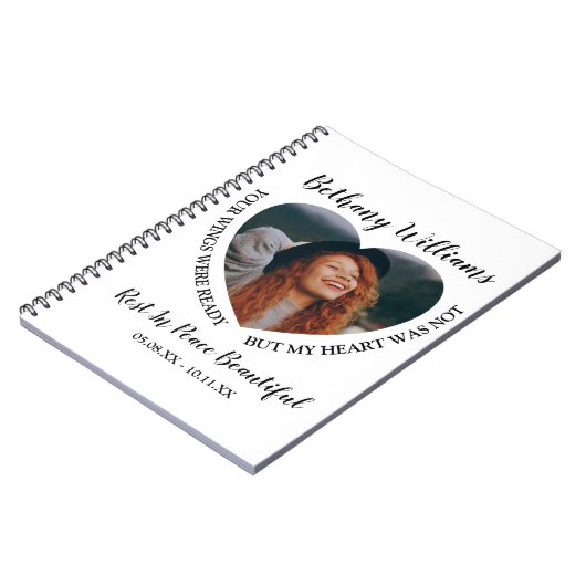 Moderne persoonlijke foto van het hart Memorial Notitieboek (Linkerzijde)