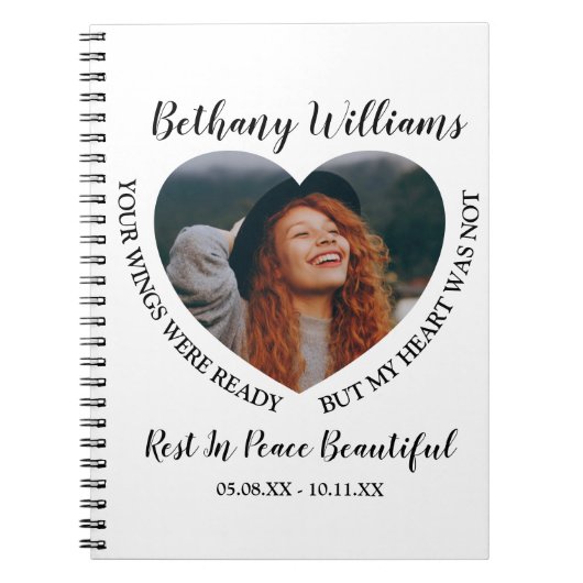 Moderne persoonlijke foto van het hart Memorial Notitieboek (Voorkant)