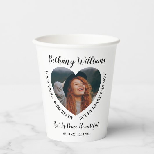 Moderne persoonlijke foto van het hart Memorial Papieren Bekers (Voorkant)