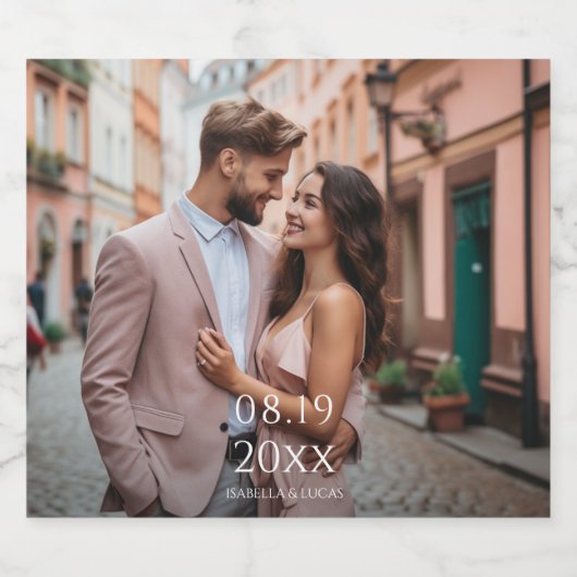 Moderne persoonlijke fotobruiloft bier etiket (Enkel label)