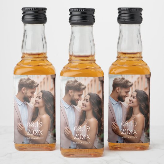 Moderne persoonlijke fotobruiloft likeurfles etiket (Flessen)
