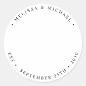 Moderne persoonlijke fotobruiloft ronde sticker (Voorkant)