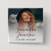 Moderne Persoonlijke Fotoknop voor Herdenking Vierkante Button 5,1 Cm (Voorkant)