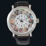 Moderne persoonlijke foto's, 12-collage horloge<br><div class="desc">Upload 12 foto's,  en je hebt een persoonlijke foto collage cadeau waar het gezin van zal houden!</div>