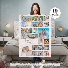 Moderne persoonlijke foto's 19 Collage Roze grijs Fleece Deken
