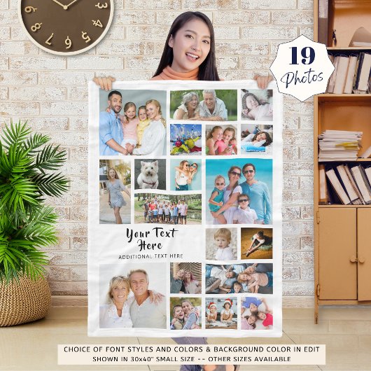 Moderne persoonlijke foto's 19 Collage White Fleece Deken