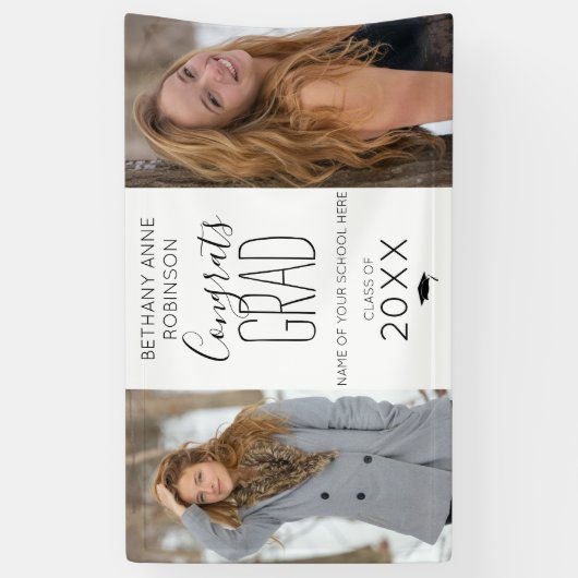 Moderne persoonlijke foto's 2 Afstuderen Spandoek (Verticaal)