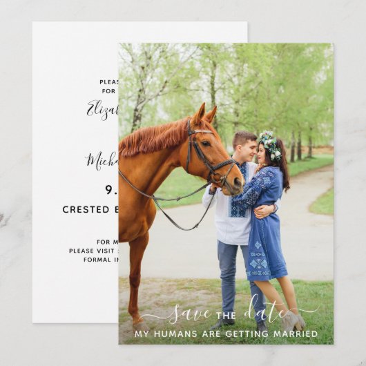 Moderne persoonlijke foto's van Pet Weddenschap Save The Date (Voorkant / Achterkant)