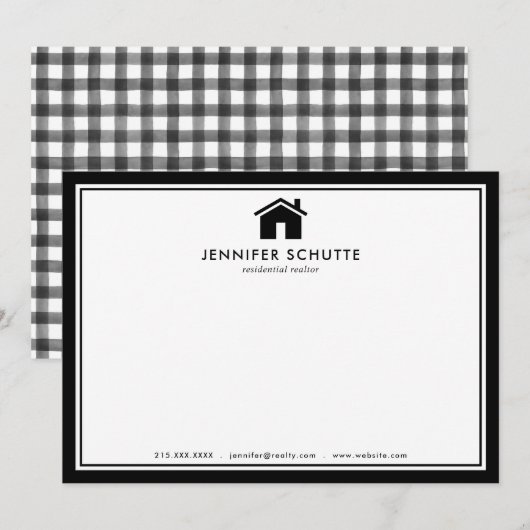 Moderne, persoonlijke, gepersonaliseerde, zwarte e notitiekaartje (Voorkant / Achterkant)