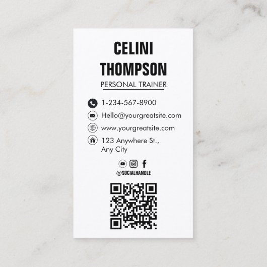 Moderne persoonlijke geschiktheid voor trainers QR Visitekaartje (Achterkant)