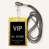 Moderne persoonlijke Gold Black VIP-toegangskaart Badge (Voorkant met draagriem)