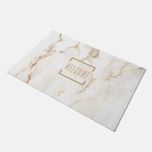 Moderne, persoonlijke Gold Effect Marble Deurmat (Schuin)