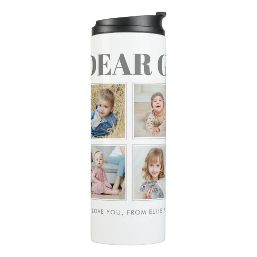 Moderne persoonlijke grootmoeder we houden van je  thermosbeker (Gedraaid links)