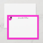 Moderne persoonlijke handgeschreven roze lade notitiekaartje (Voorkant / Achterkant)