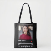 Moderne persoonlijke Happy Birthday-foto Tote Bag (Voorkant)