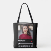 Moderne persoonlijke Happy Birthday-foto Tote Bag (Achterkant)