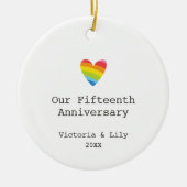 Moderne persoonlijke homoseksuele 15e Jubileum Keramisch Ornament (Voorkant)